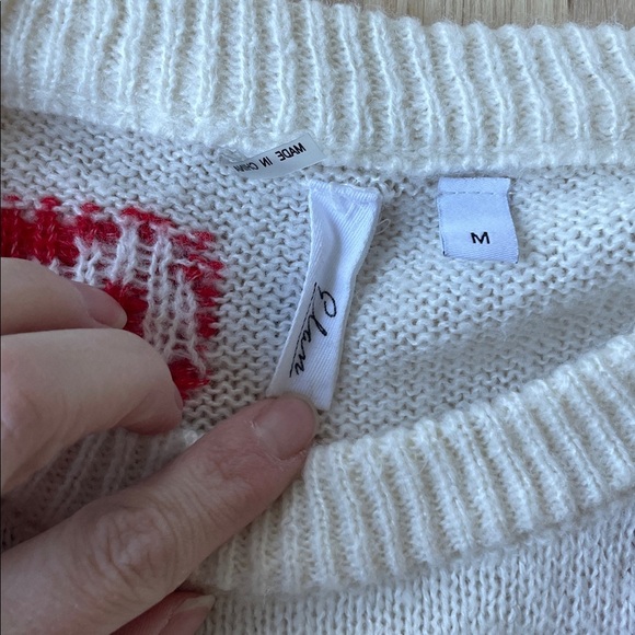Elan Cozy Soft Crewneck Sweater with Red Heart Accents - Picture 10 of 11